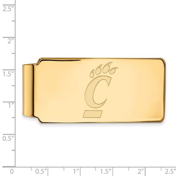 14k Gold Plated Silver U of Cincinnati Money Clip - Picture 2 of 3